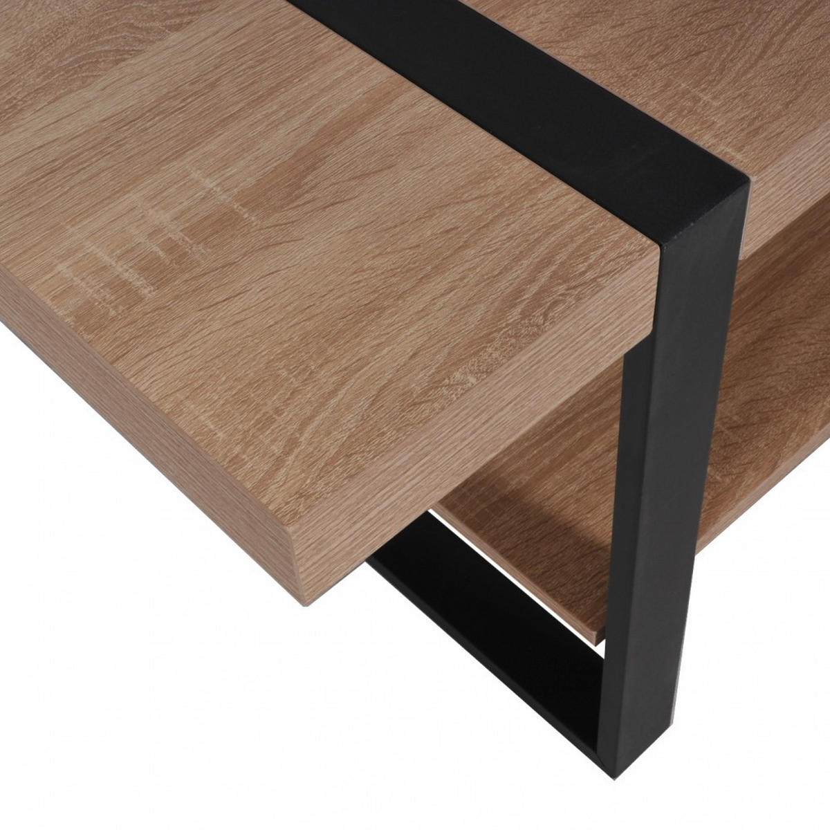 COUCHTISCH SINTRA/ Kaffeetisch 120x60 - Gebleichte Eiche und Schwarz - Multicolor/Schwarz, Holzwerkstoff/Metall (100/64/63cm) - Weber Industries