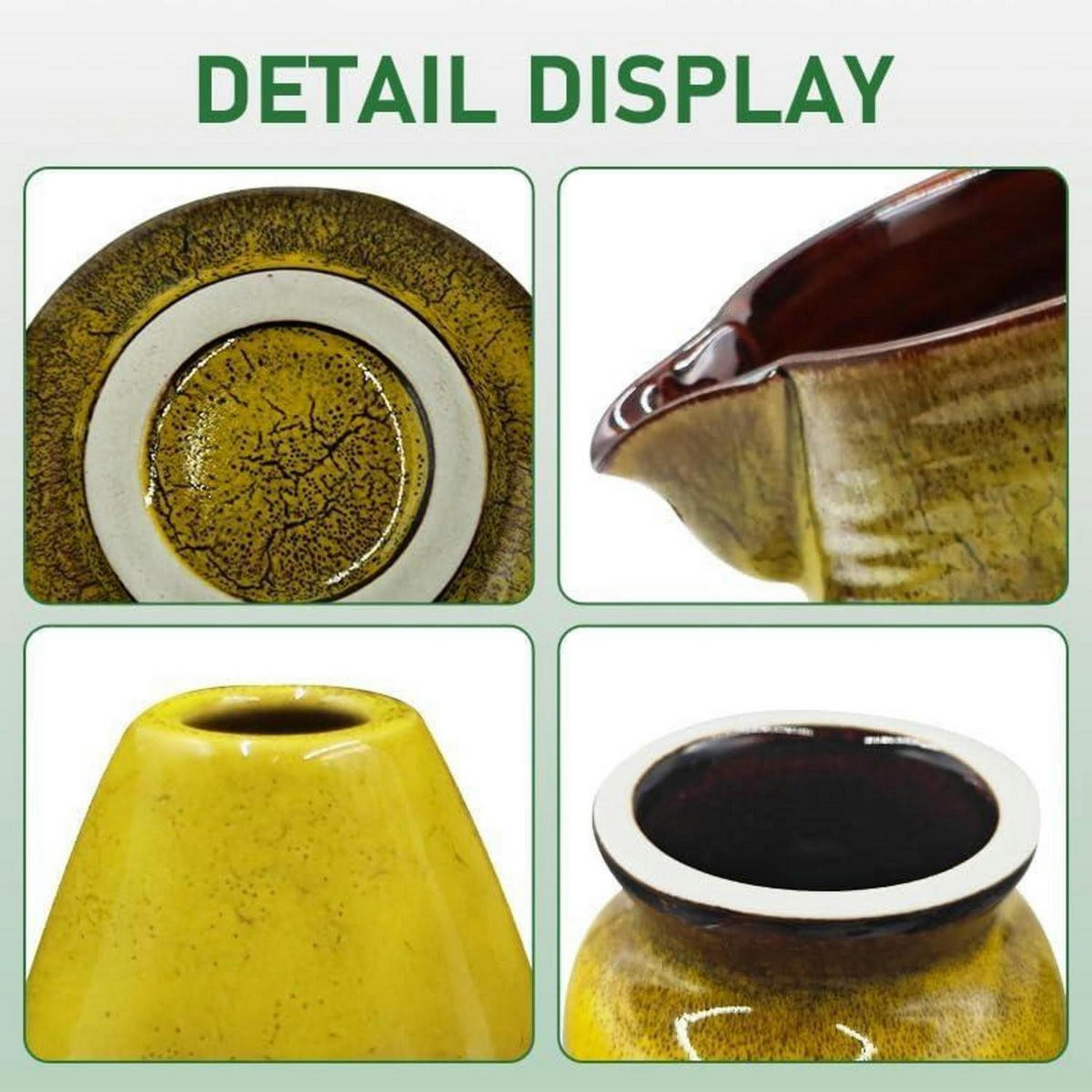 MATCHA Tee Set 9-teiliges Set mit Schale und Besen - Grün, Keramik (14/7/18.5cm)