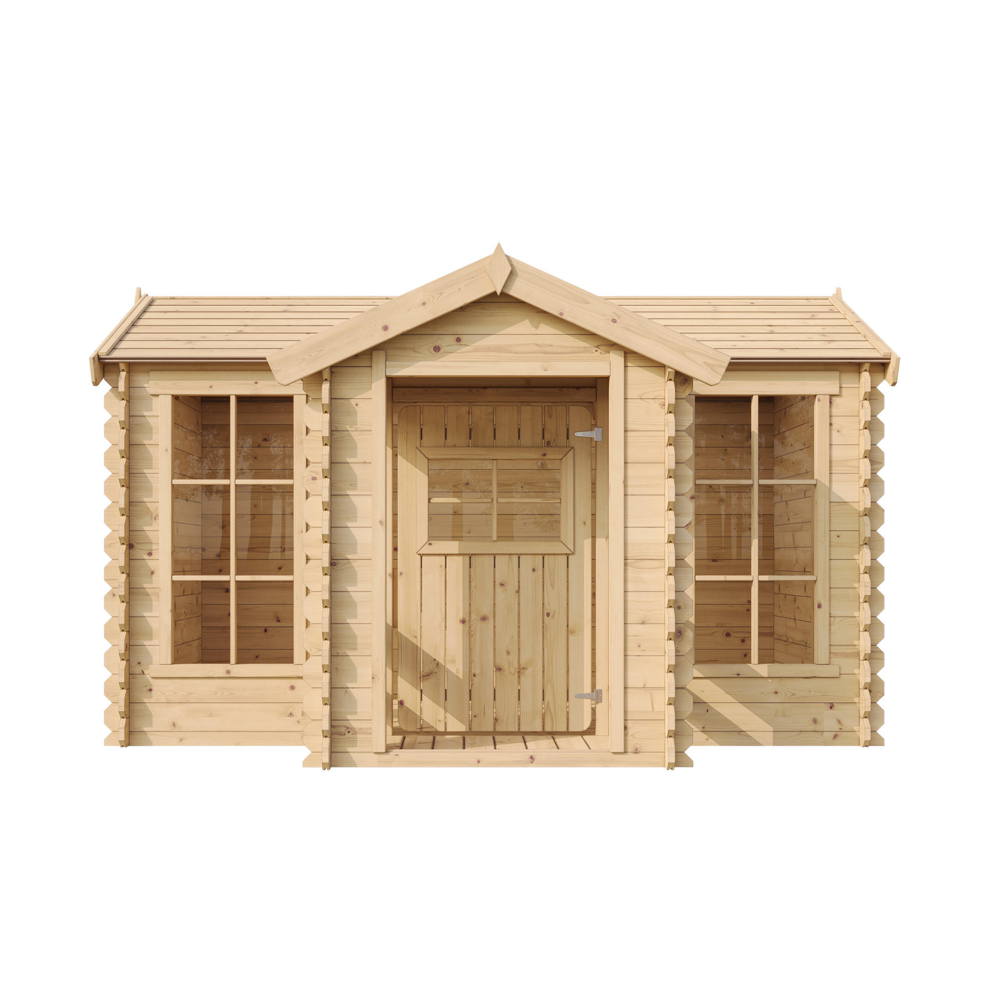 KINDERSPIELHAUS aus Holz - B241xT178xH151 cm/2.63m2 - M520 - Beige, Holz (241/151/187cm) - Timbela