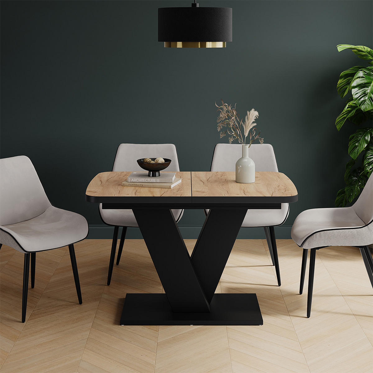 JÍDELNÍ STŮL Fenaro Dub Goldkraft/černá - černá/barva dubu, kompozitní dřevo (80/120/77.4cm) - Vicco