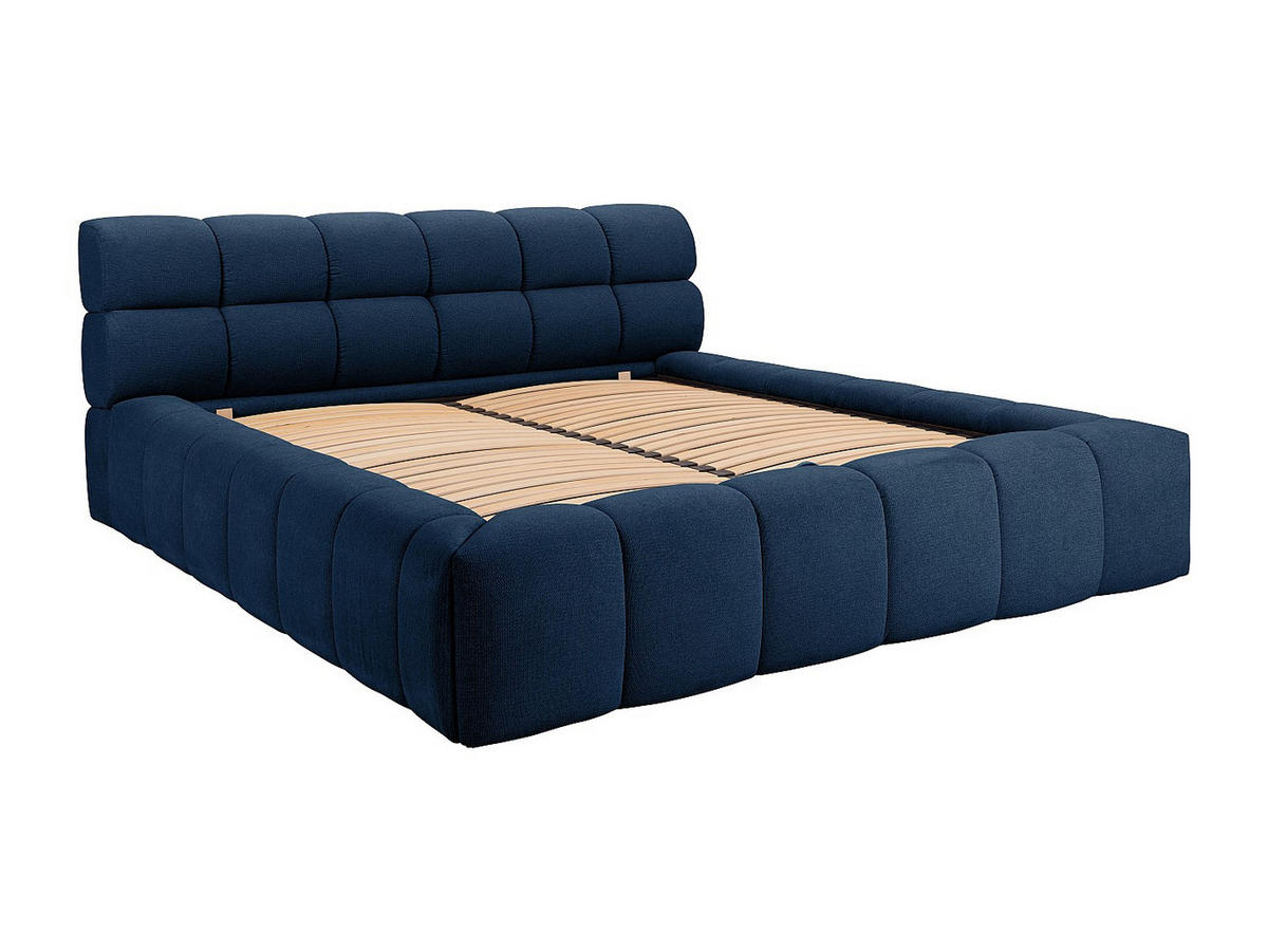 BETT mit Bettkasten - 2 Personen - Stoff - Marineblau - Dunkelblau, Textil (180/200cm) - Vente-Unique