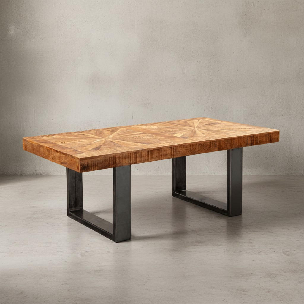 COUCHTISCH Mangoholz in Rustikalem Stil mit Metallbeinen, Maße 105x40x55 cm, Traglast 50 kg - Anthrazit/Braun, Holz/Metall (55/105/40cm) - KADIMA DESIGN