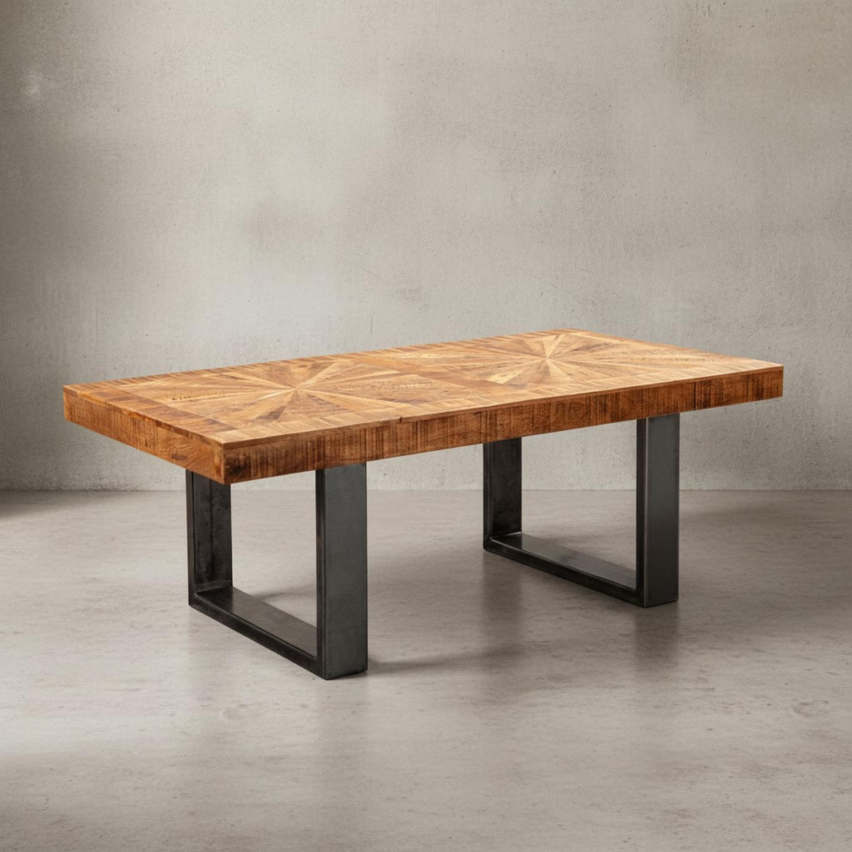 COUCHTISCH Mangoholz in Rustikalem Stil mit Metallbeinen, Maße 105x40x55 cm, Traglast 50 kg - Anthrazit/Braun, Holz/Metall (55/105/40cm) - KADIMA DESIGN