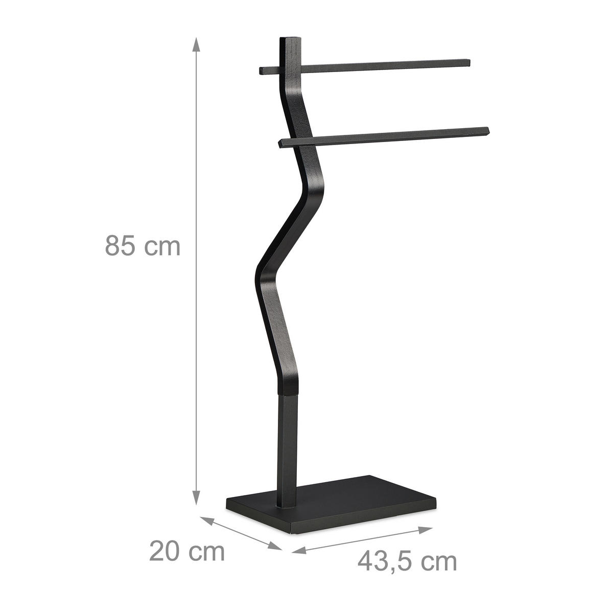 HANDTUCHSTÄNDER - Schwarz, Holzwerkstoff/Metall (43.5/85/20cm) - Relaxdays