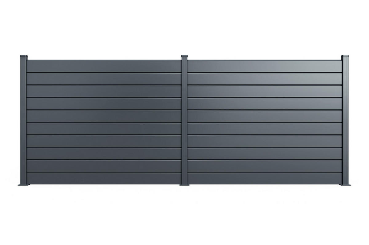 ALUMINIUM-LAMELLENZAUN 8 m VANO H. 150 cm grau - Grau, Metall (200/156cm) - Casanoov
