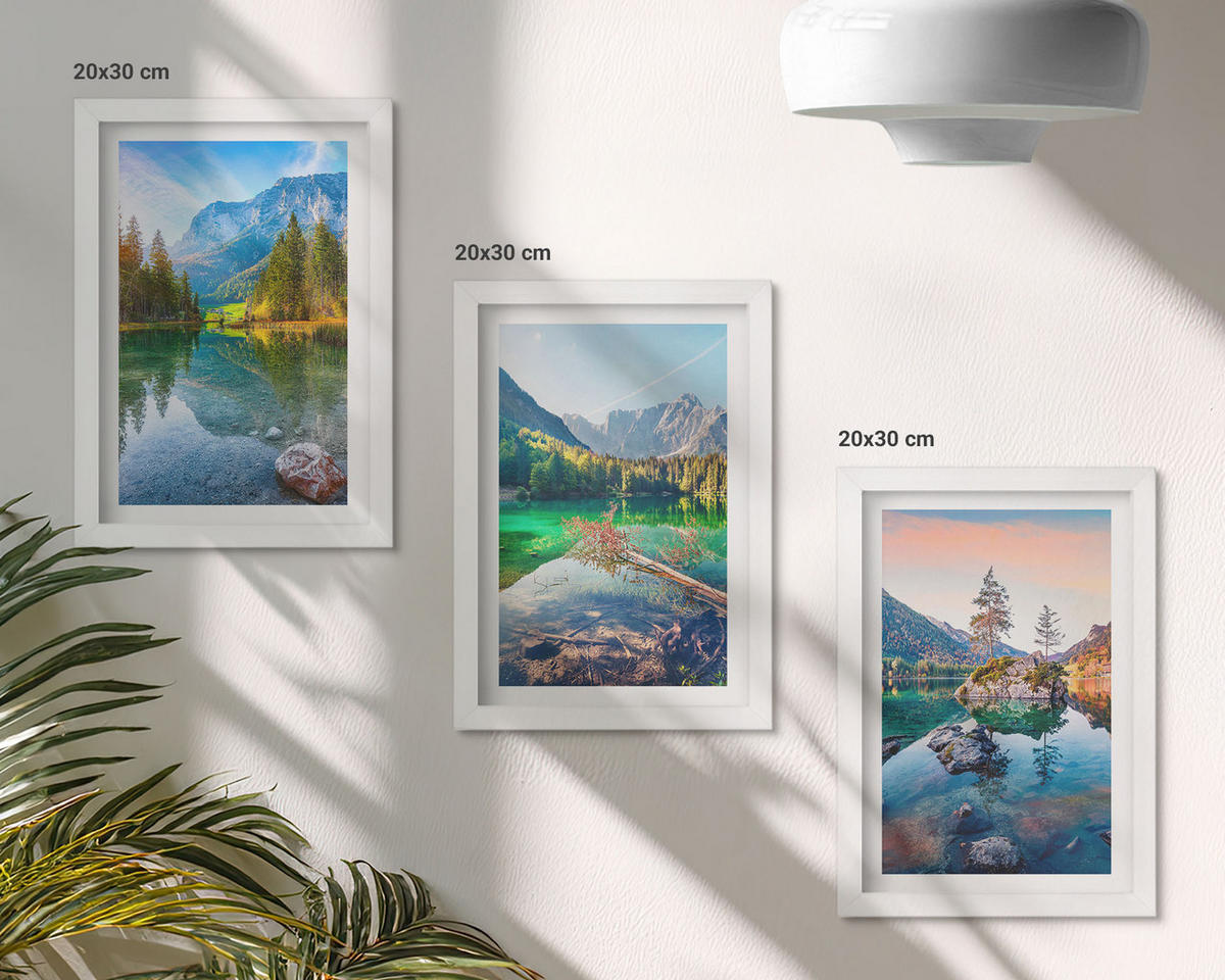 WANDBILDER 3er-Set - 20x30 cm Weißer Rahmen - Naturlandschaft der Bergseen - Weiß, Kunststoff (20/30cm) - ArtPrintCave