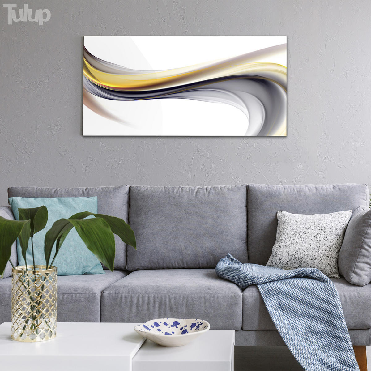 GLASBILD 120x60 cm Moderne Kunst - Gelb, Glas (120/60cm) - TULUP