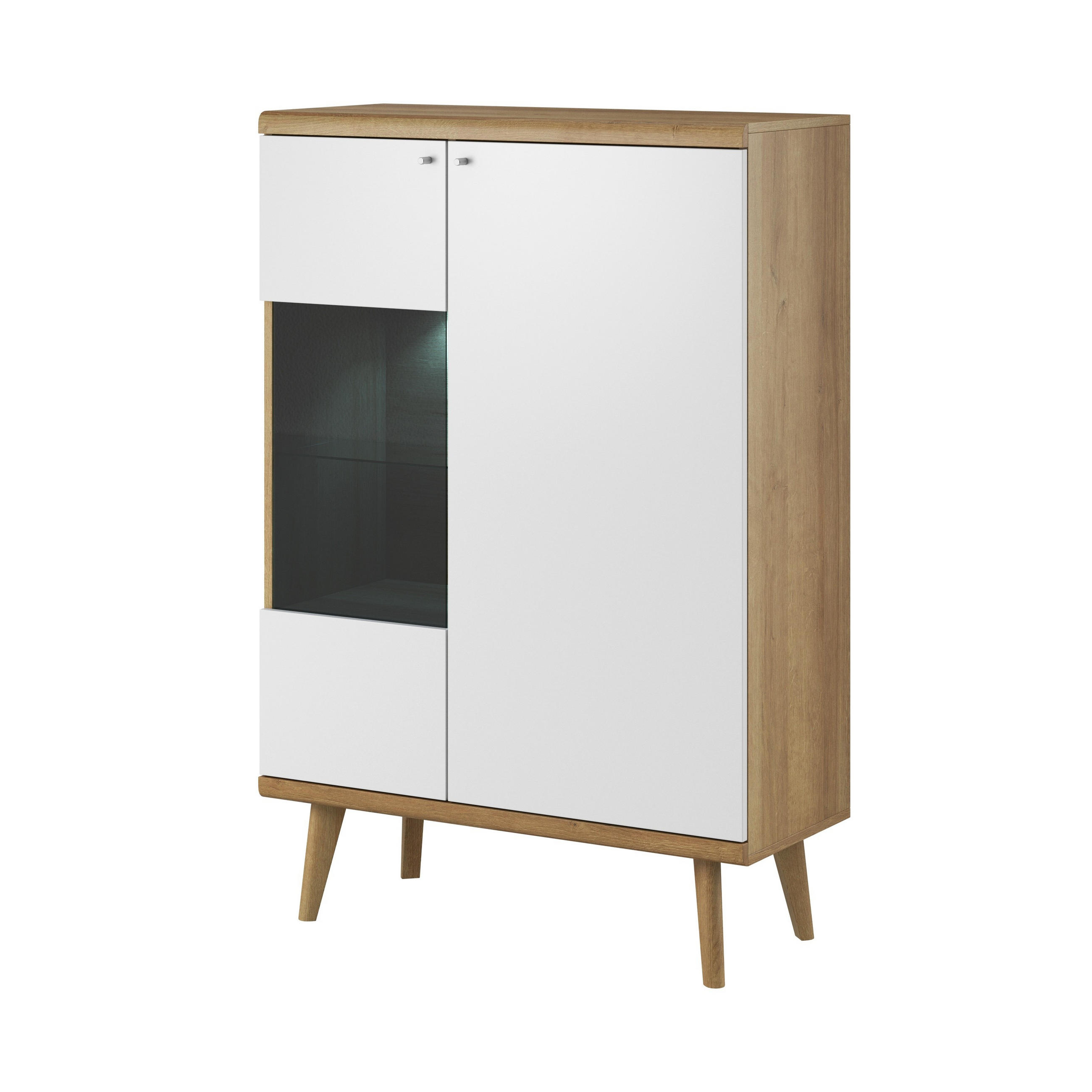 VITRINE in Eichefarben, Weiß - Eichefarben, Holzwerkstoff (90/134/40cm) - MASSENO