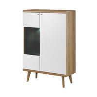 VITRINE in Eichefarben, Weiß - Eichefarben, Holzwerkstoff (90/134/40cm) - MASSENO