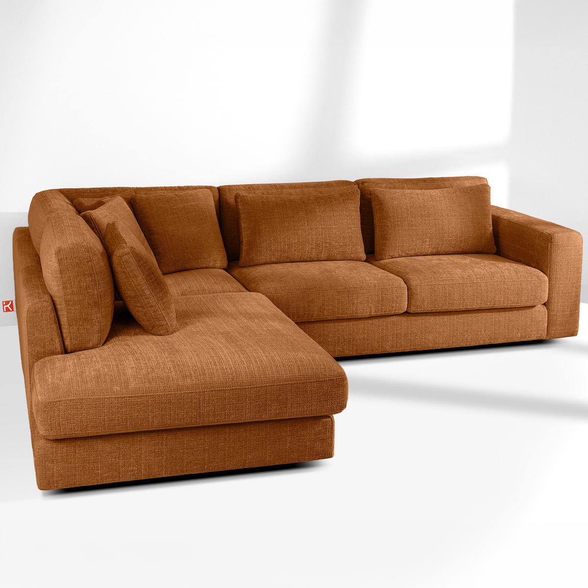 ECKSOFA links VERUS - Rot, Holz/Holzwerkstoff (297/248cm) - KONSIMO®