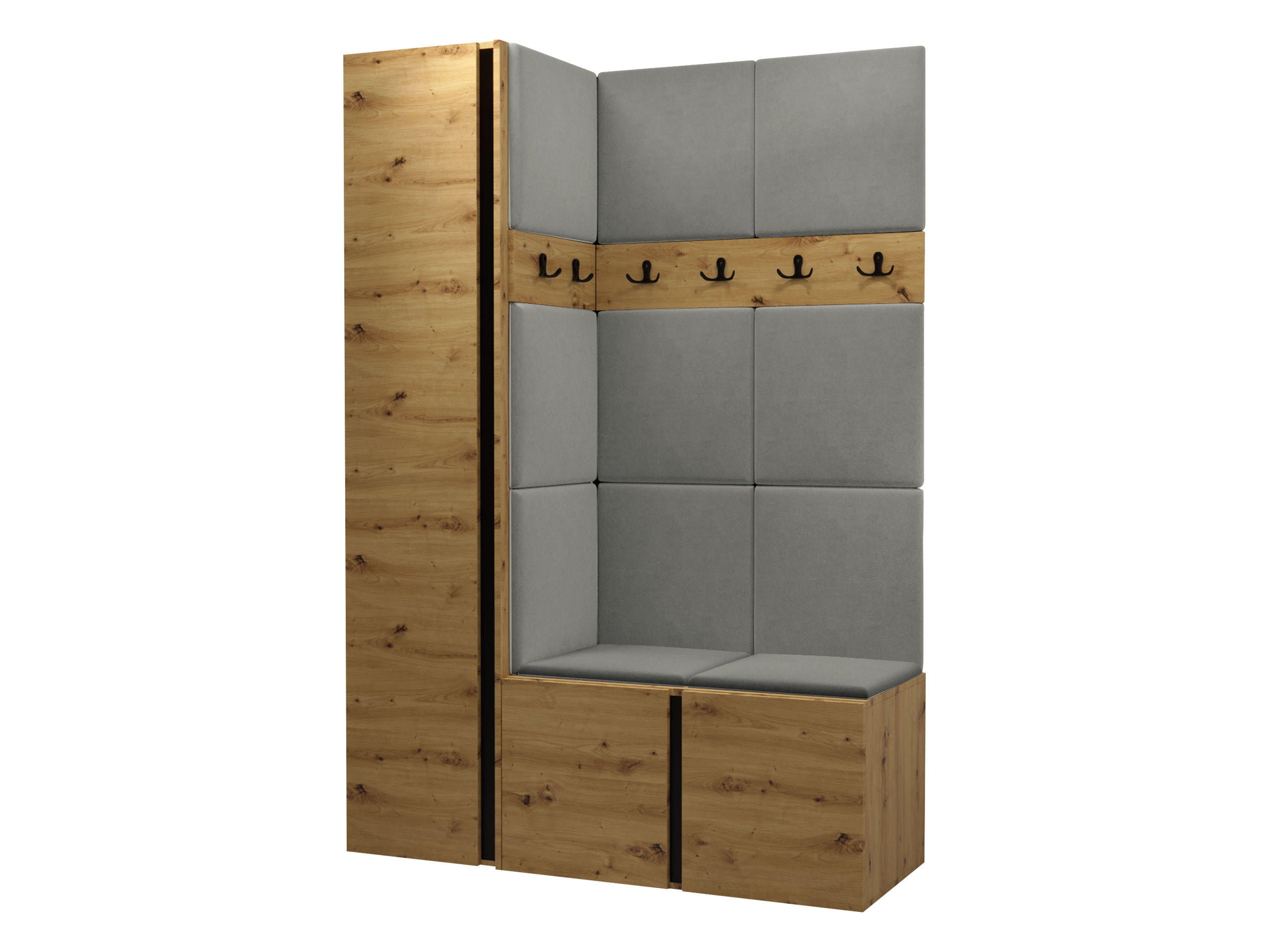 Mirjan24 Garderoben-Set Eiche Artisan, Grau 124x186x46 cm