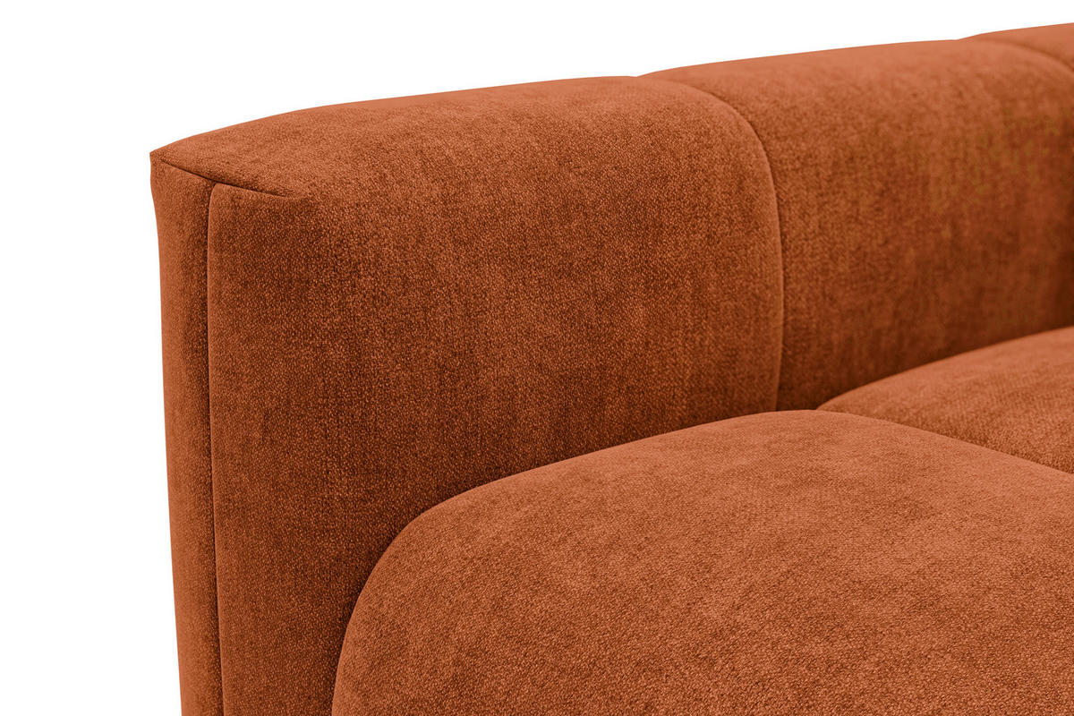 ECKSOFA VERONA 3-Sitzer rechts, Orange - Schwarz/Orange, Holz/Textil (224/173cm) - Courtois Laville
