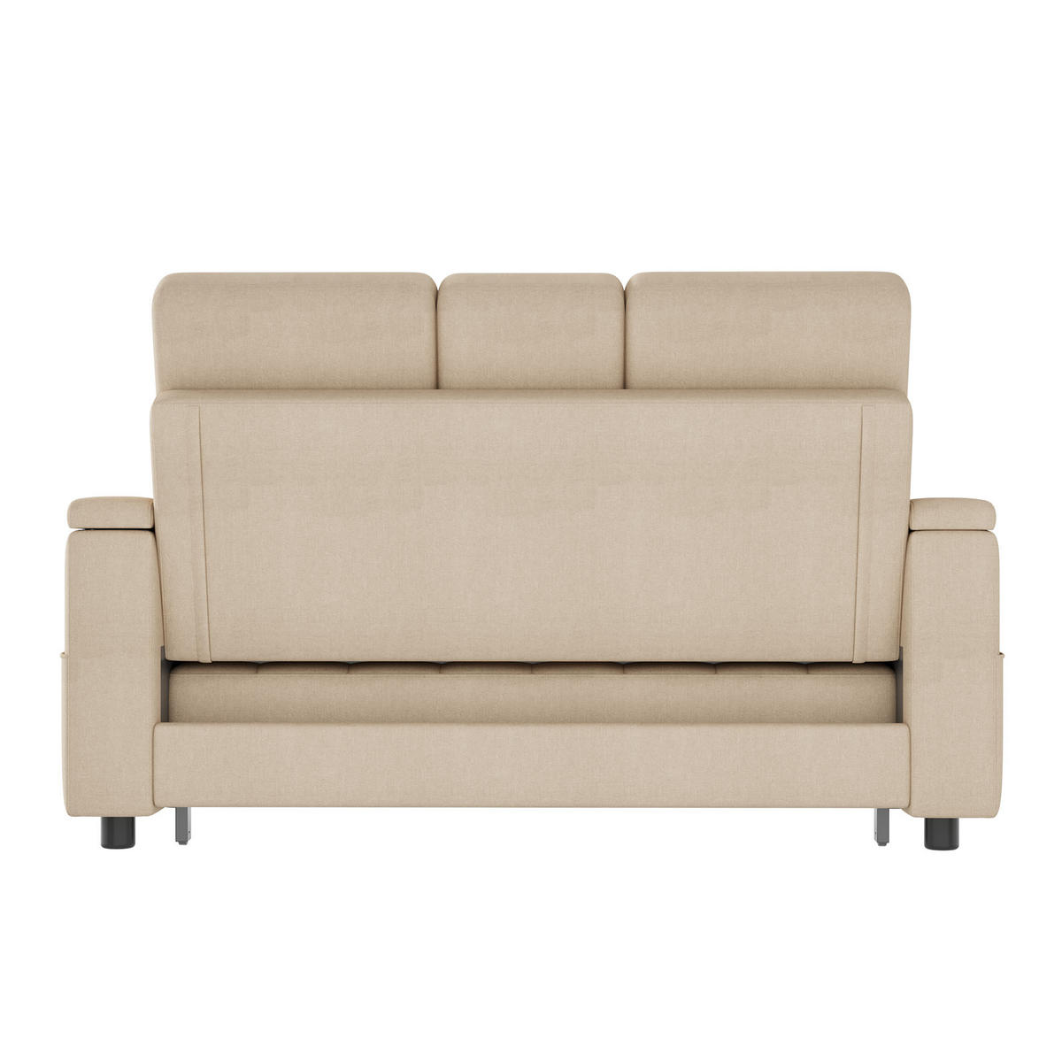 SCHLAFSOFA 159/74/92 cm Beige mit Stauraum, Verstellbarer Rückenlehne, Armlehnen-Staufächern und Kissen - Beige, Textil (159/92/142.5cm) - Oxeza