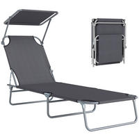 SONNENLIEGE DE-15715 mit Sonnenschirm Grau - Grau, Metall (58/36/187cm) - ComfortXL