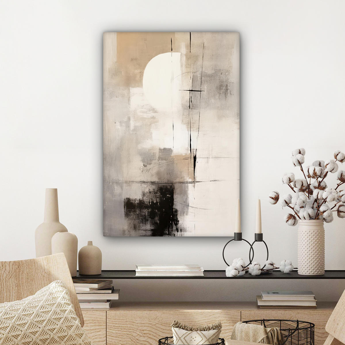 LEINWANDBILD Abstrakt - Kunst - Grau 40x60 cm - Hellgrau, Textil (40/60cm) - MuchoWow