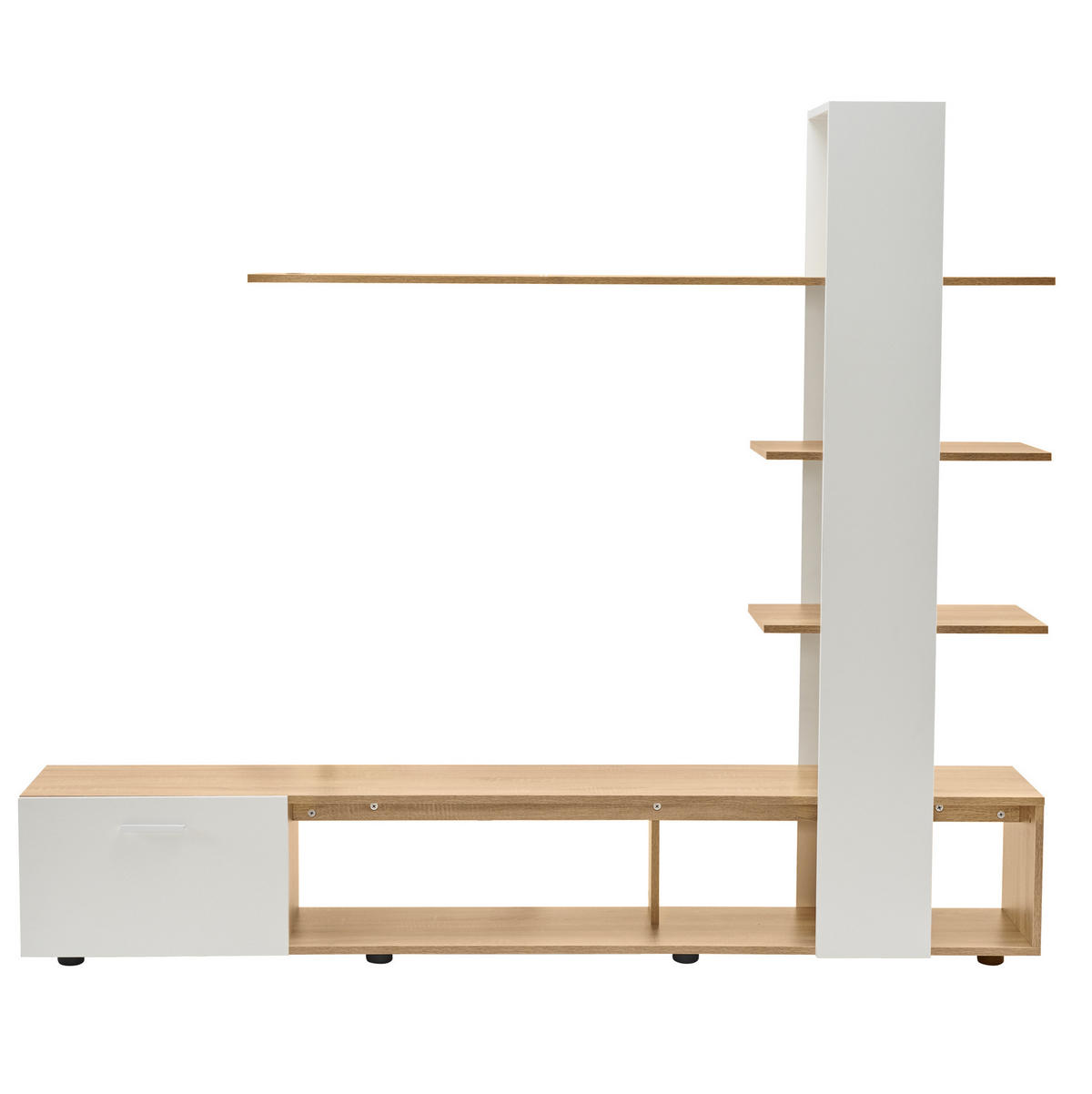 TV-WOHNWAND in Weiß und Holzoptik mit Tür 180/33.5/151.5 cm - Weiß, Holzwerkstoff (180/151.5/33.5cm) - Redom