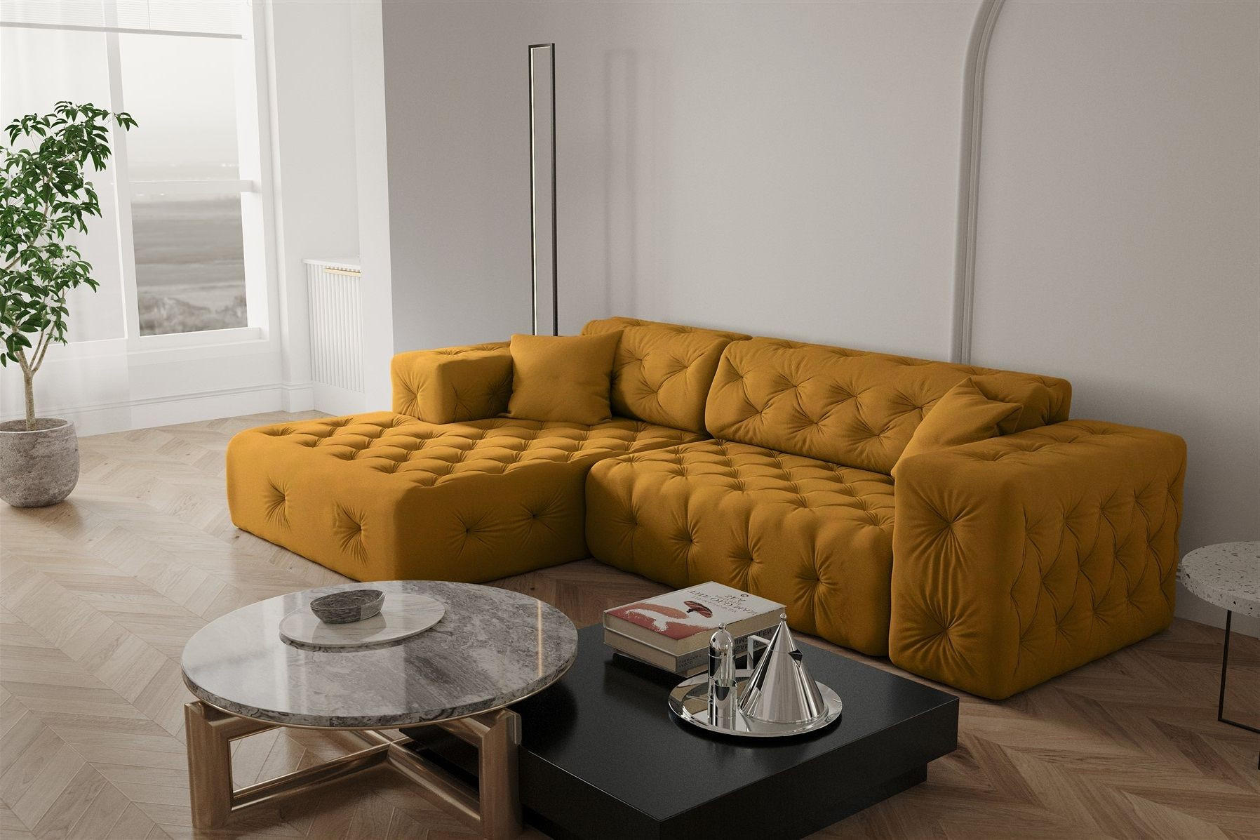 ECKSOFA Chantal - Dunkelgelb, Holzwerkstoff/Textil (266/171cm) - Fun Möbel