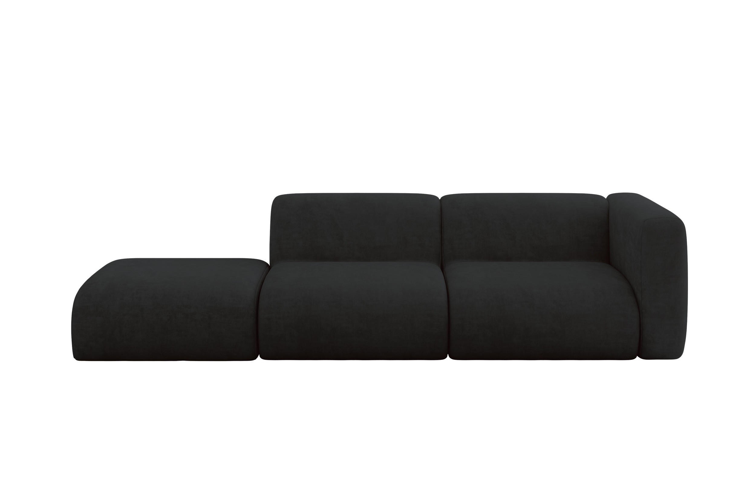 SOFA Ottomane Rechts MIRA-S3 296x89x70 Schwarz Velours - Anthrazit/Schwarz, Holzwerkstoff/Kunststoff (296/70/89cm) - ALTDECOR
