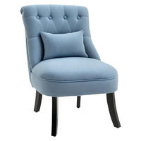 SESSEL DE-06859 mit Rückenkissen, Leinenoptik und Holzbeinen Blau - Blau, Holz (69/77/52.5cm) - ComfortXL