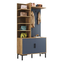 KÜCHENSCHRANK MIT SCHUHFACH UND HAKEN Holz/Schwarz Industrie-Look 100/190,5/40 cm - Naturfarben, Kunststoff (40/190.05/100cm) - Rolipo