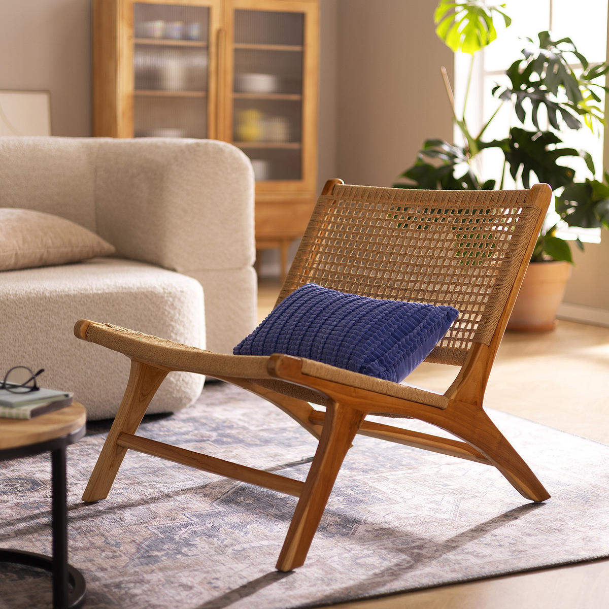LOUNGESESSEL - Papiergeflecht / Teakholz massiv - Natur / Teak - Teakfarben, Naturmaterialen/Holz (65/68/80cm) - home24