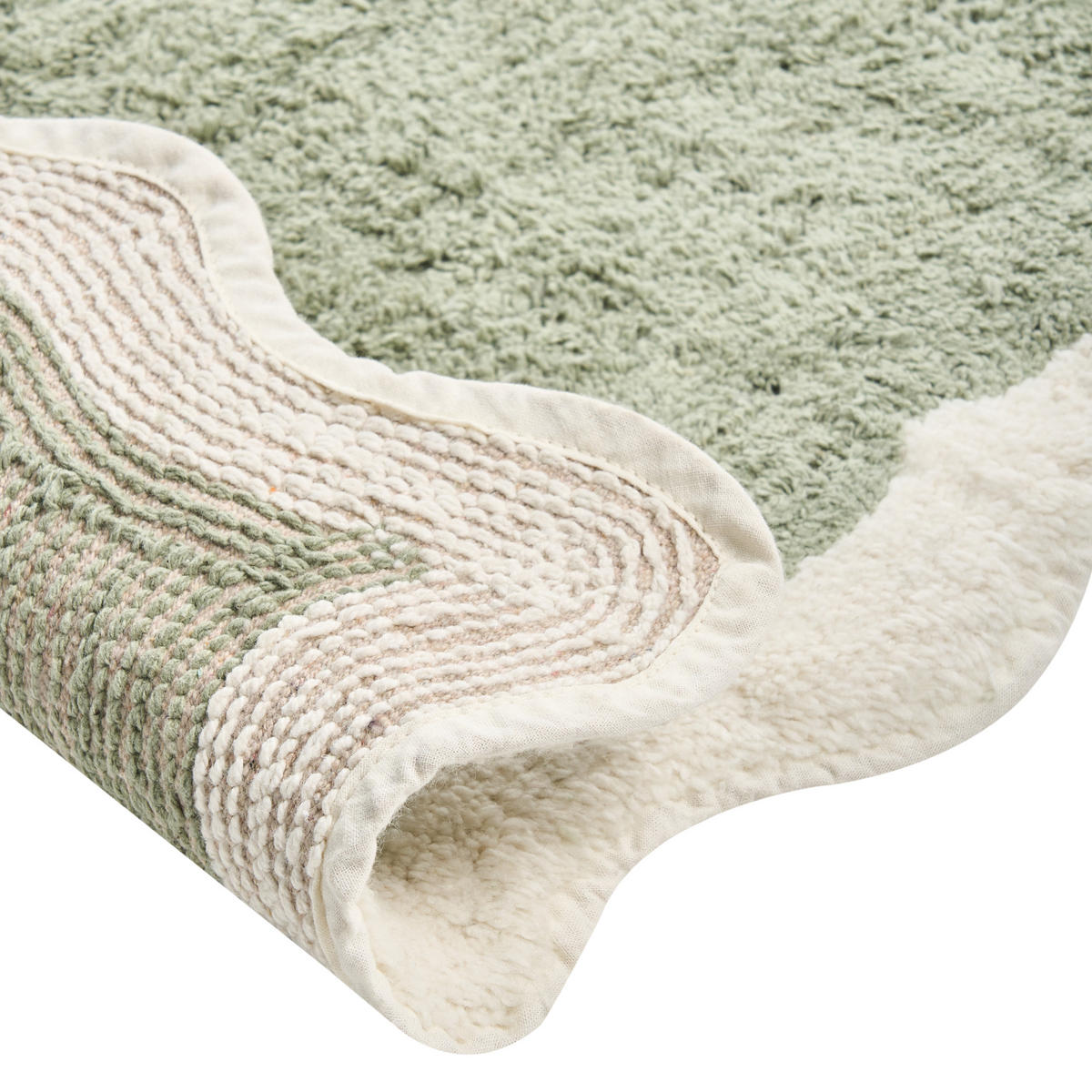 KOUPELNOVÁ PŘEDLOŽKA Zelená 60/90 cm Bavlna Nangal - zelená barva/béžová, textil (60/90cm) - Beliani