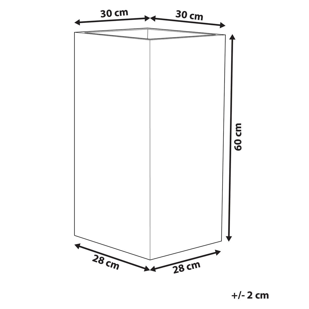 BLUMENTOPF dunkelbraun quadratisch 30/30/60 cm Gaza - Braun, Stein (60cm) - Beliani
