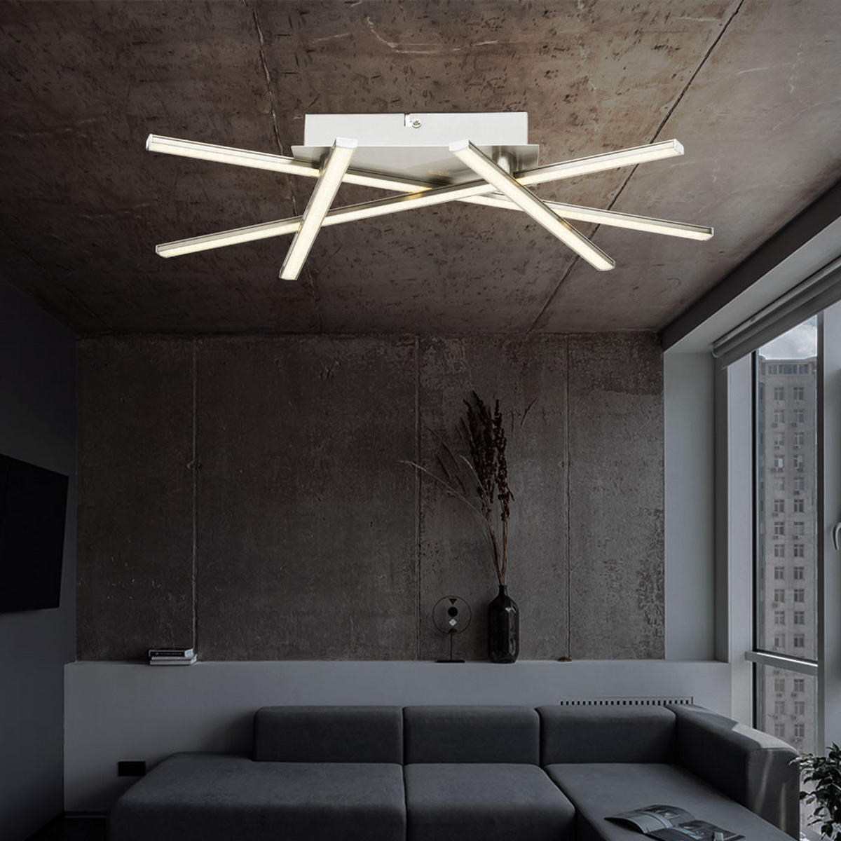 LED DECKENLEUCHTE JORNE Nickel Silber matt - Silberfarben, Metall (6.5/30/51cm) - Globo Lighting