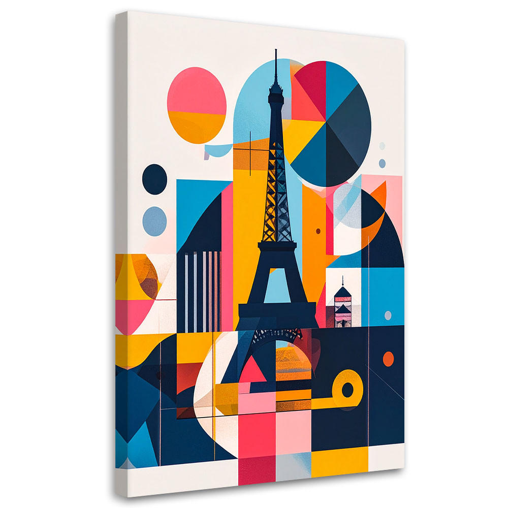 LEINWANDBILD Paris Eiffelturm im Bauhaus-Stil 60x90cm - Multicolor, Textil (60/90cm) - Feeby