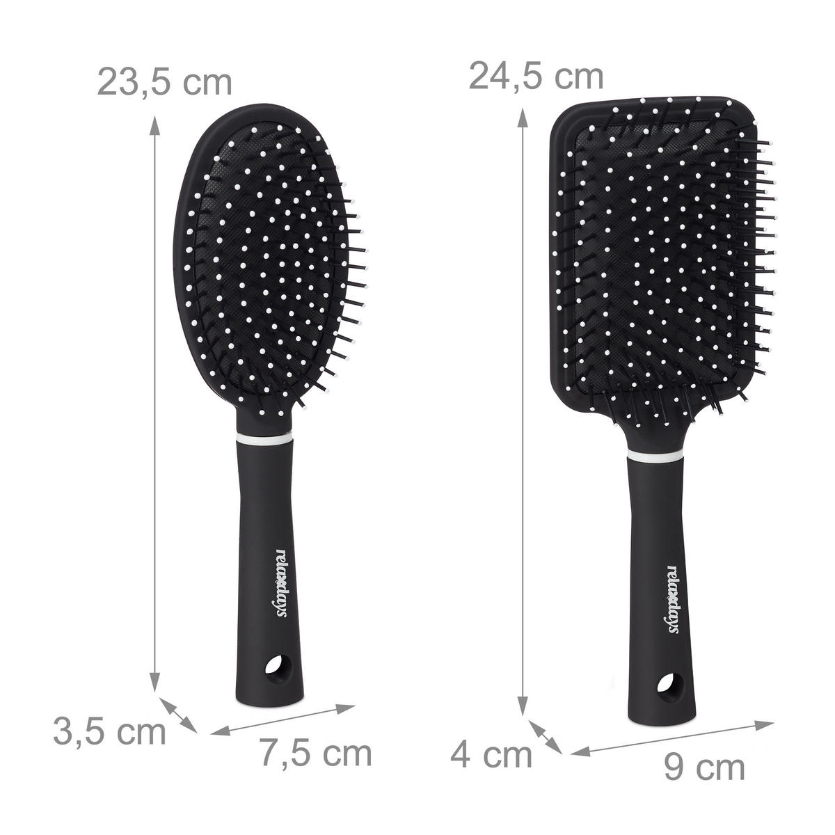 4XHAARBÜRSTE - Schwarz, Kunststoff (9/24.5/4cm) - Relaxdays