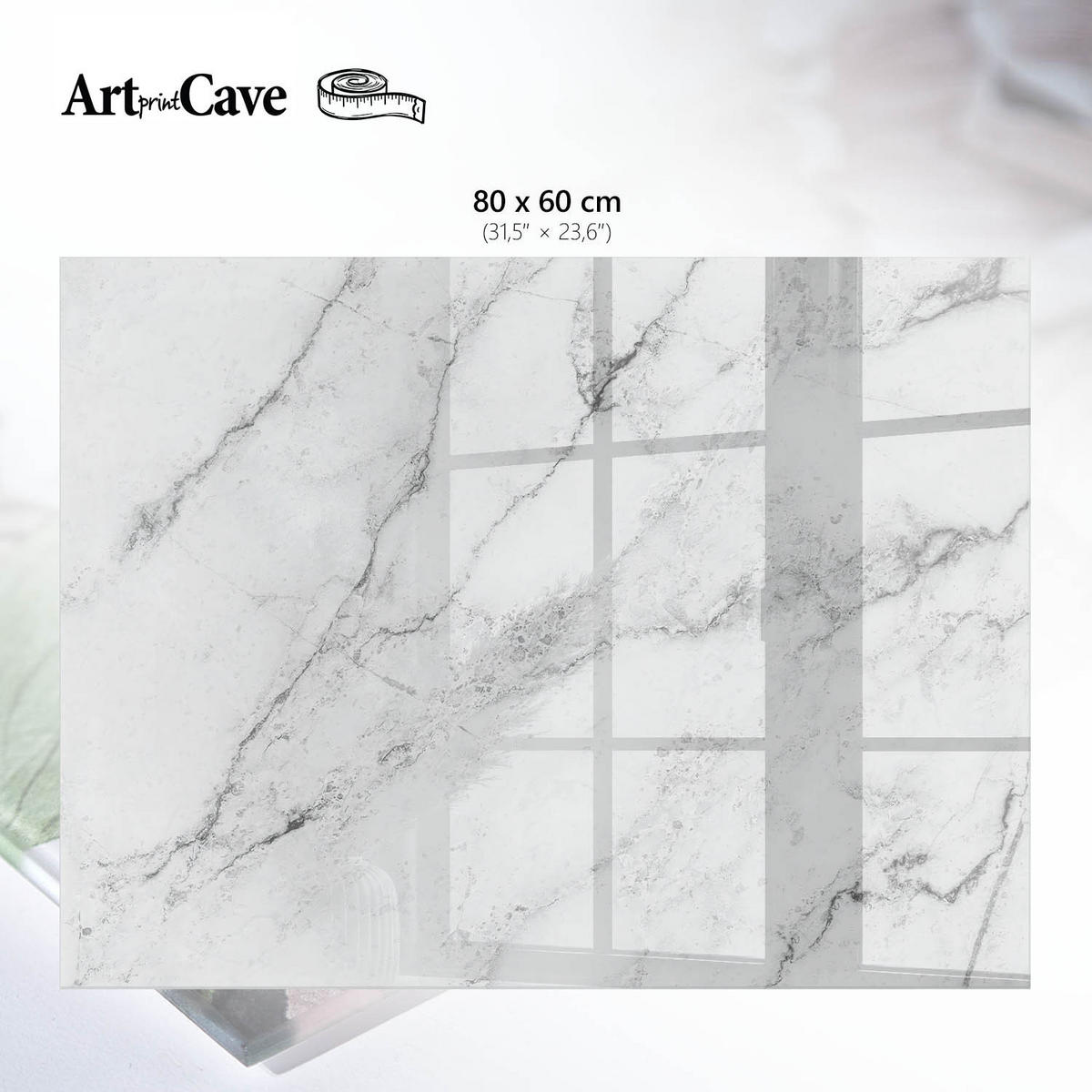 GLASPLATTE 80x60 cm – Marmorstruktur - Braun, Glas (0.4/80/60cm) - ArtPrintCave
