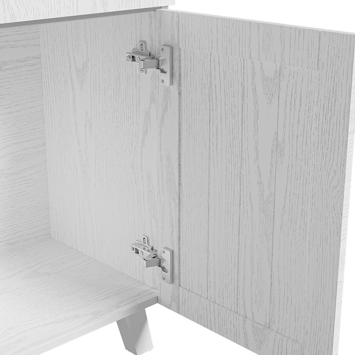 HIGHBOARD in Weiß mit Schubladen und Glastüren für Wohnzimmer und Esszimmer, B114/T40/H190 cm - Transparent/Weiß, Holzwerkstoff (114/190/40cm) - STILVORA
