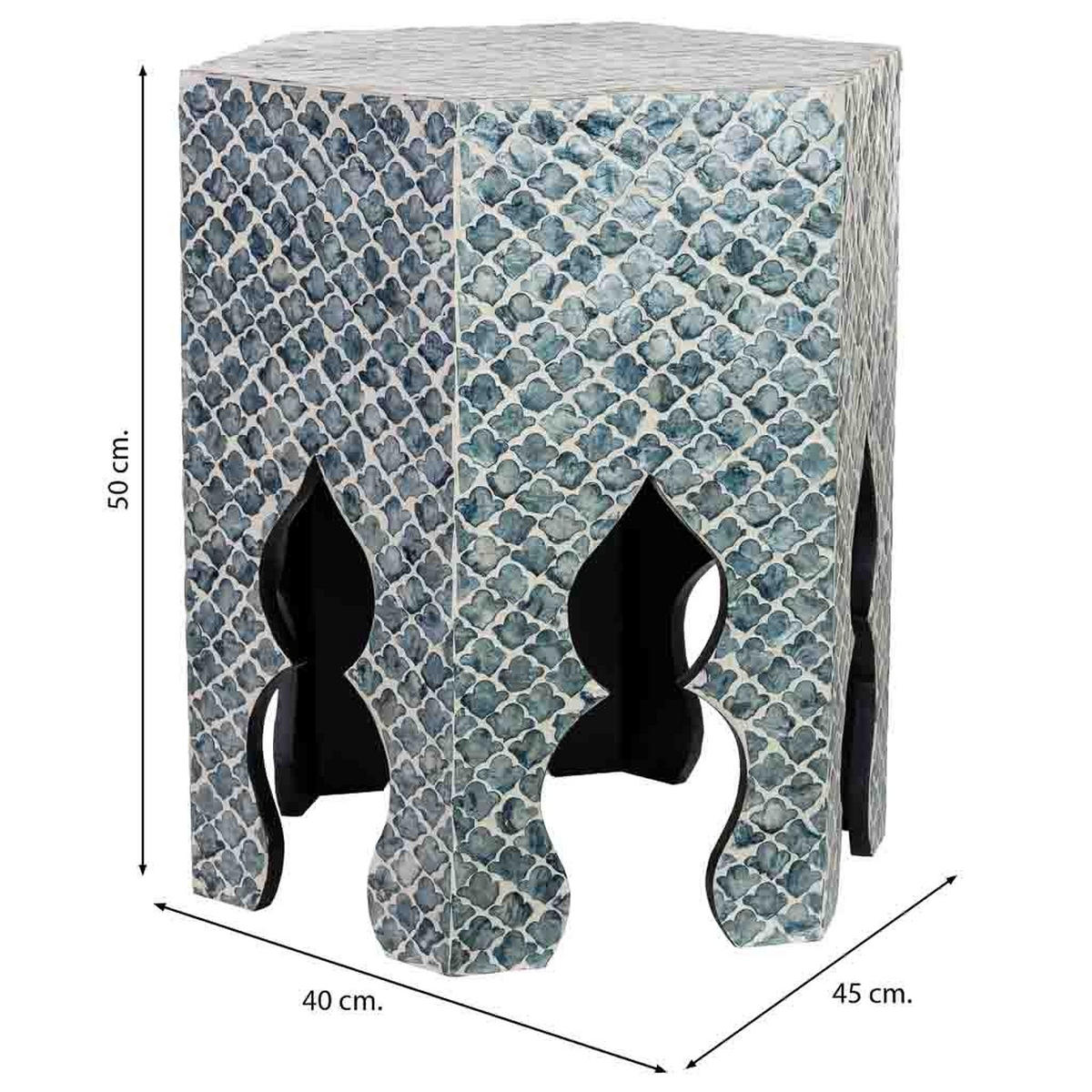 TISCH aus Holz und Capiz, grau, 45x40x50cm - Grau, Holz (40/45/50cm) - Wanderlust