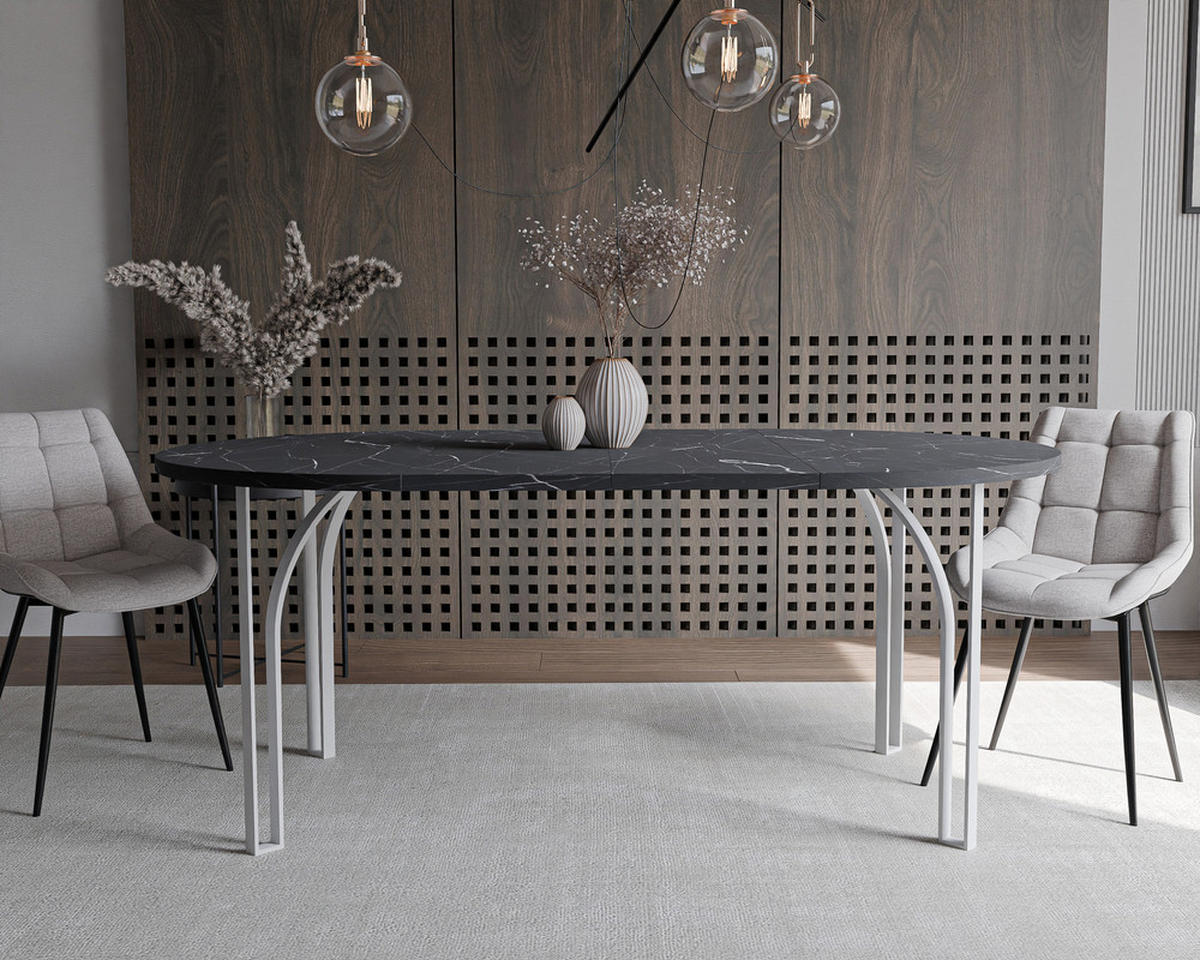AUSZIEHTISCH ASTRO 100/76 cm, Weiß / Grau - Weiß/Grau, Holzwerkstoff/Metall (100/100/76cm) - Idohome