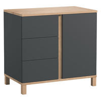 KOMMODE mit 3 Schubladen und 1 Tür - L90 cm - Altitude - Eiche Artisan/Grau, Holzwerkstoff (53/84/90cm) - Calicosy