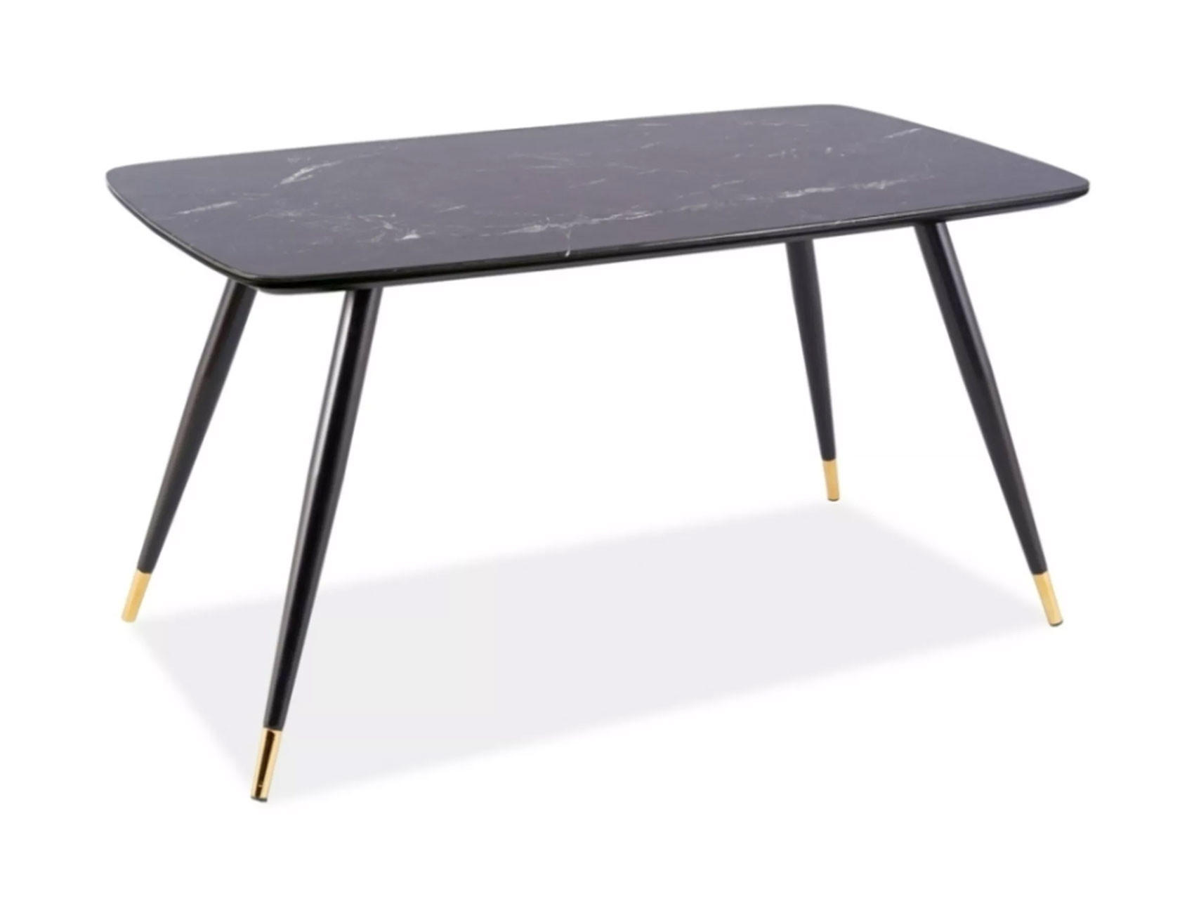 ESSTISCH Schwarz Marmor / Schwarz 140 / 80 / 76cm - Goldfarben/Schwarz, Holz/Holzwerkstoff (80/140/76cm) - Feldmann-Wohnen