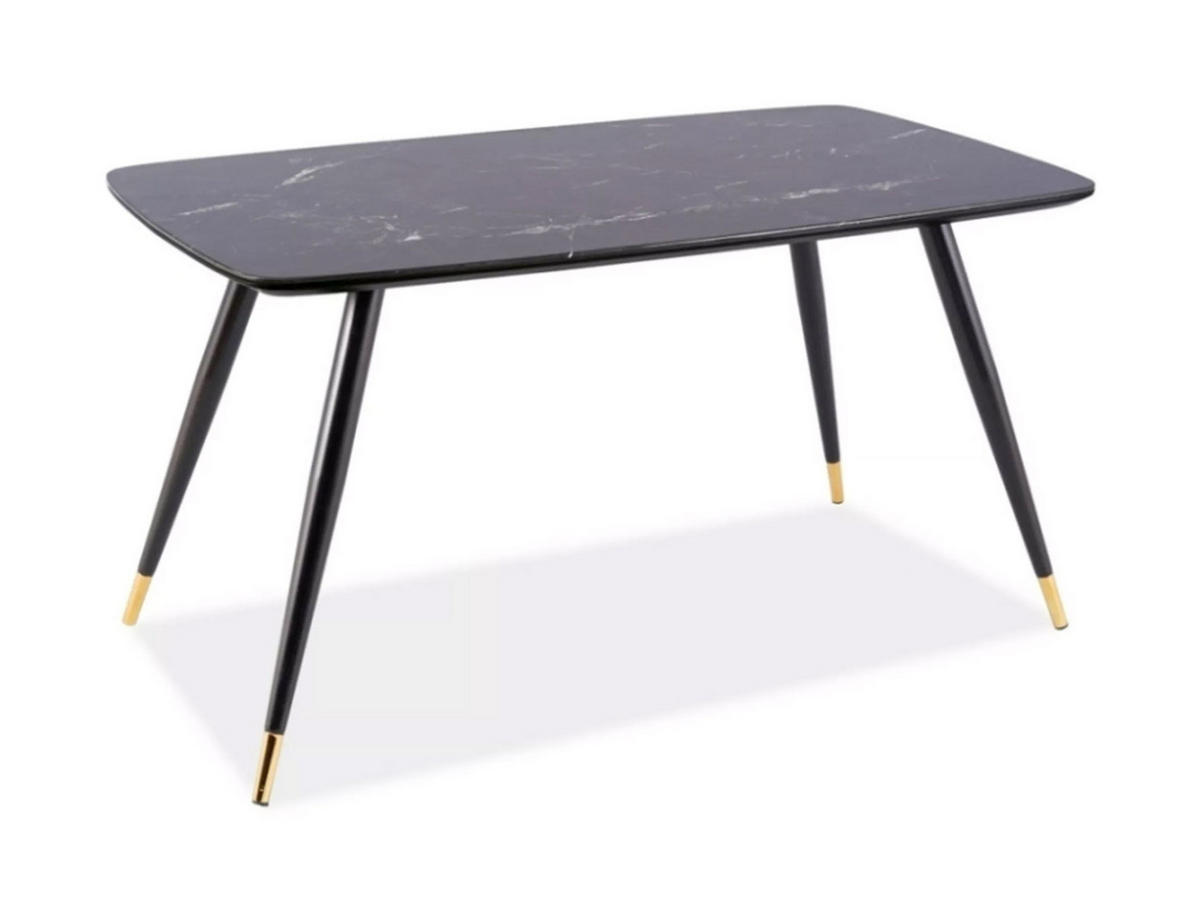 ESSTISCH Schwarz Marmor / Schwarz 140 / 80 / 76cm - Goldfarben/Schwarz, Holz/Holzwerkstoff (80/140/76cm) - Feldmann-Wohnen