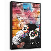 LEINWAND Bilder mit Rahmen - Affe - Graffiti - Musik - 20x30 - Multicolor, Textil (20/30cm) - MuchoWow