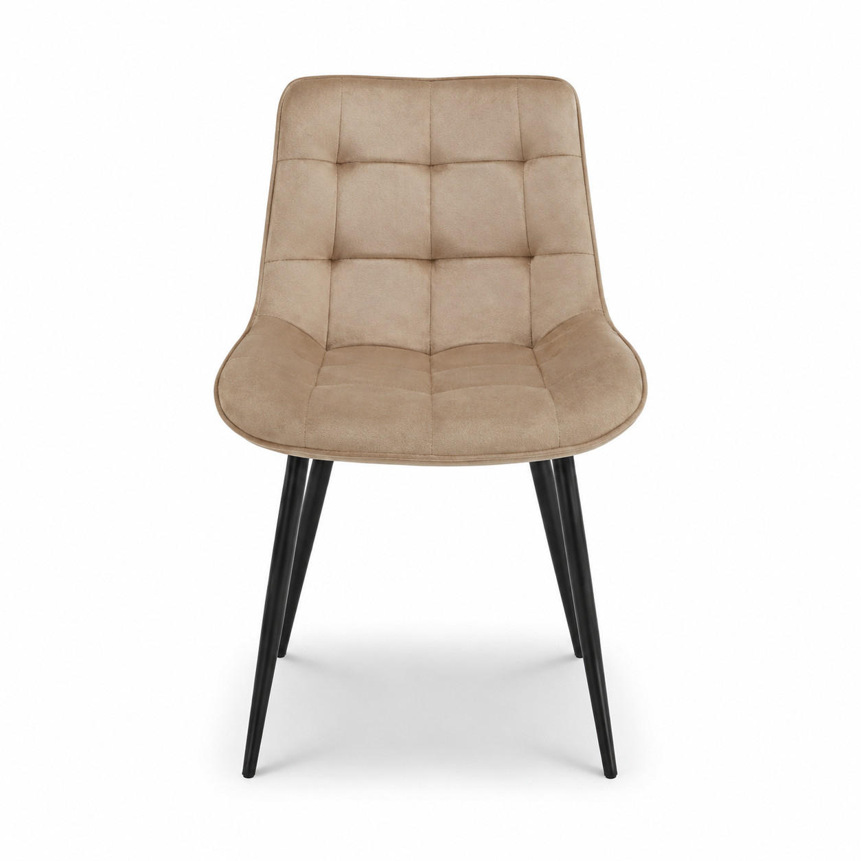 STÜHLE Esszimmerstuhl Samt, Rückenpolster moderner Küchen- & Wohnzimmerstuhl, 1 Stück, Beige - Beige/Schwarz, Metall (44/84/60cm) - AN Furniture Store