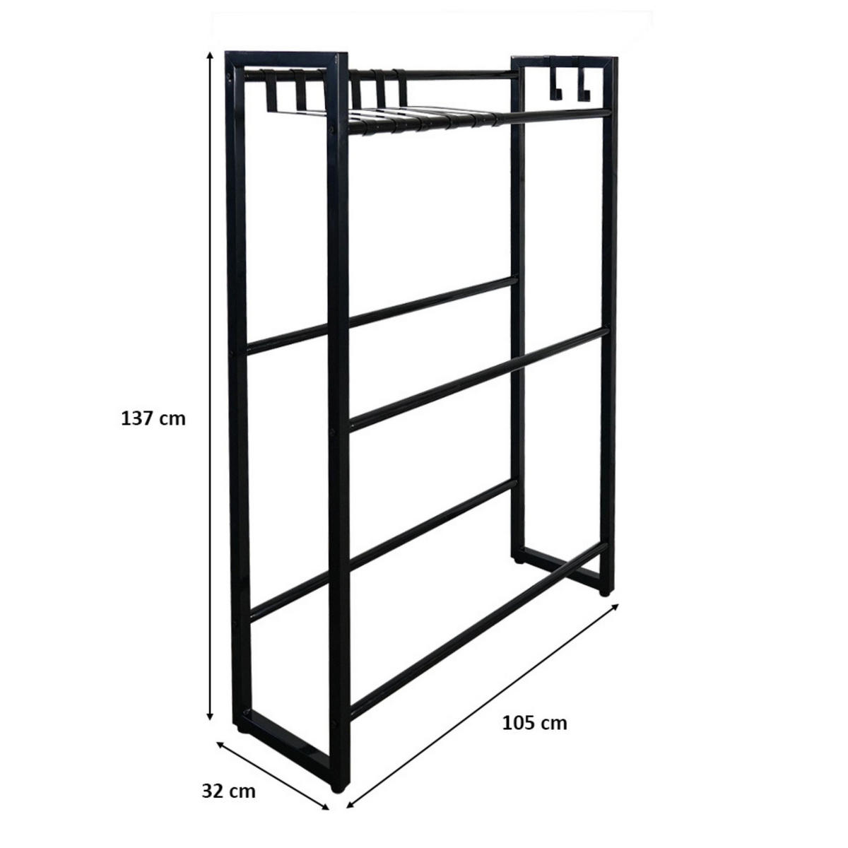 GETRÄNKEKISTENREGAL Königssee XL PLUS mit Auflageträger 137x105x32 9 Kisten auf 3 Ebenen Schwarz - Schwarz, Metall (105/137/32cm) - PROREGAL
