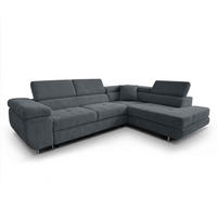ECKSOFA L Form Konak Dunkelgrau 276/201/90 cm Rechts mit Schlaffunktion - Dunkelgrau/Silberfarben, Textil/Metall (276/203cm) - AX Living