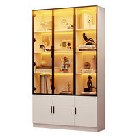 VITRINA, 120/32/200 cm, MDF/staklo bijela, s LED rasvjetom i 6 vrata - bijela, drvni materijal (120/200/32cm) - BEAOK