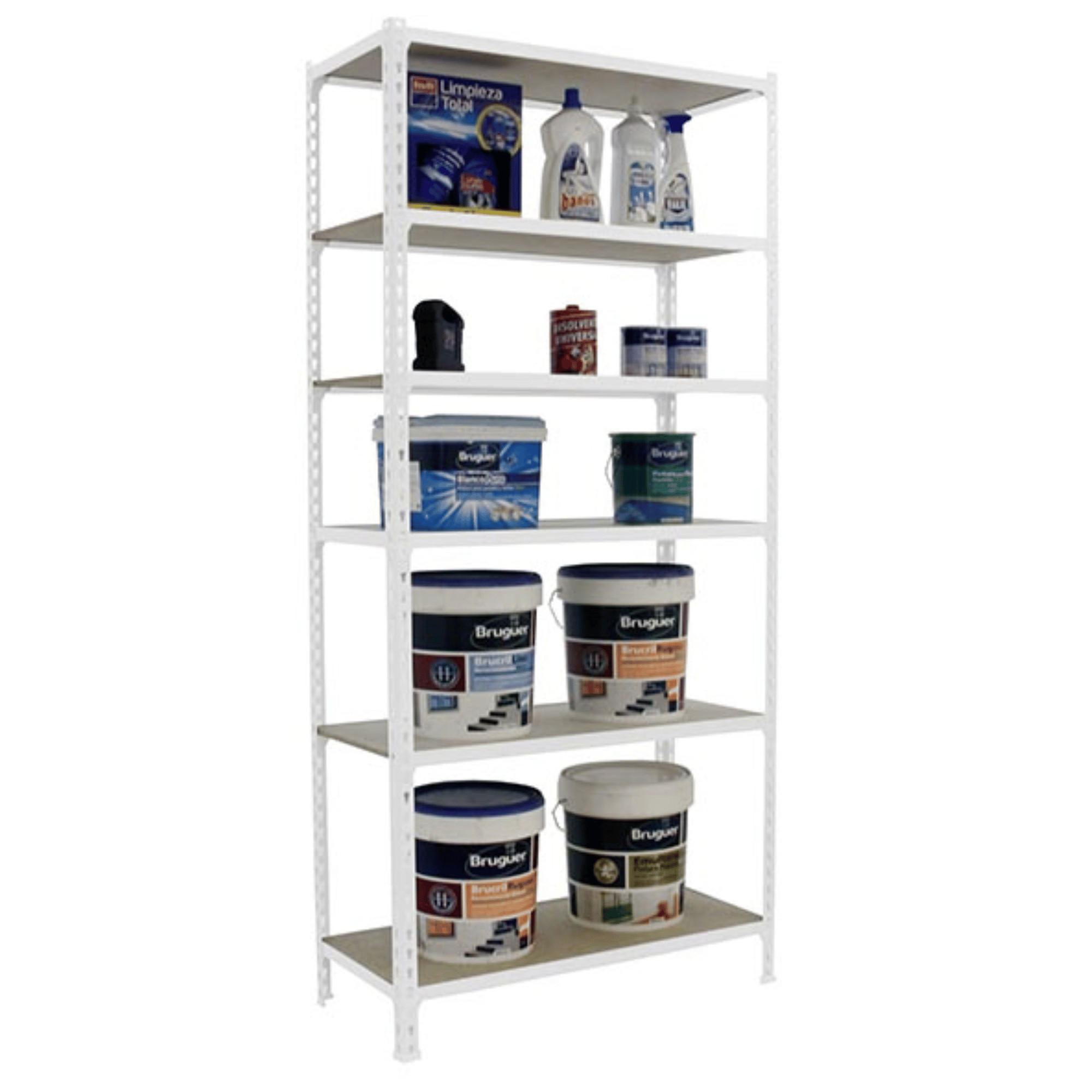 SCHWERLASTREGAL Giant Muli HxBxT 250 x 100 x 30 cm 6 Fachböden Fachlast 150 kg Weiß - Weiß, Metall (100/250/30cm) - PROREGAL