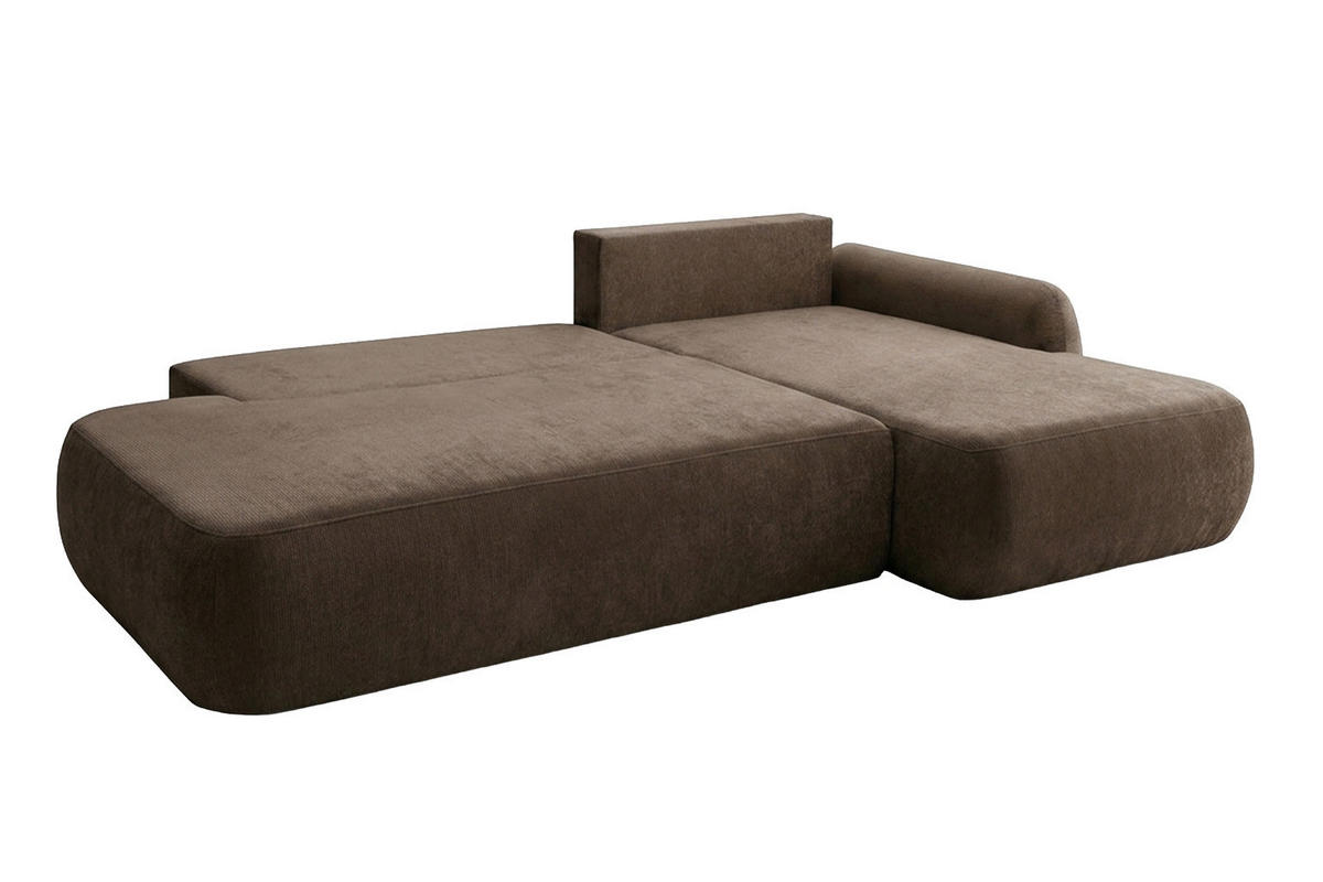 ECKSOFA Mit Schlaffunktion Und Bettkasten, Velvet-Stoff Vena, Dunkelbeige, Rechts, HELA I - Beige, Holz (302/184cm) - Kaiser Möbel
