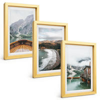 BILDER SET 3er Set - 20x30 cm Goldrahmen - Berge, See, Boot, Strand, Landschaft - Goldfarben, Kunststoff (20/30cm) - TULUP