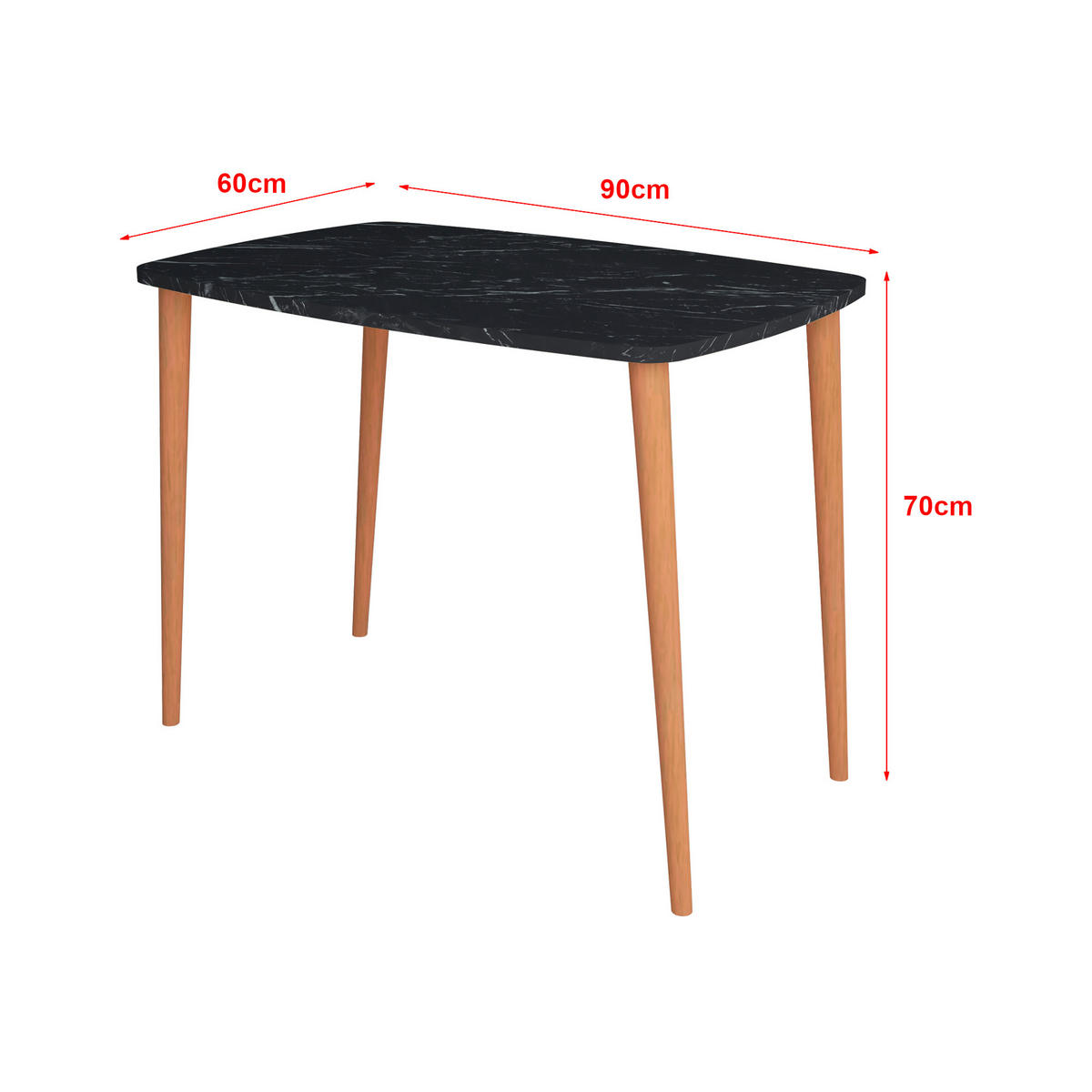 SCHREIBTISCH Kongsberg - Schwarz/Naturfarben, Holz/Holzwerkstoff (60/90/70cm) - [en.casa]