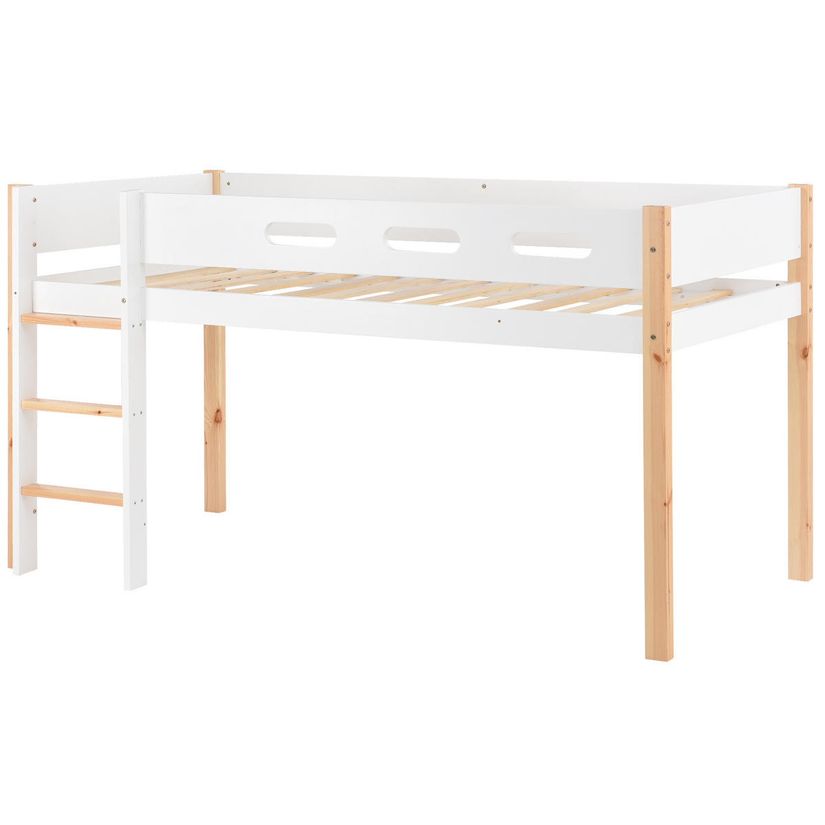 HOCHBETT 90x200 cm Treppe Schrank weiß - Weiß, Holz (90/200cm) - LEBENLANG