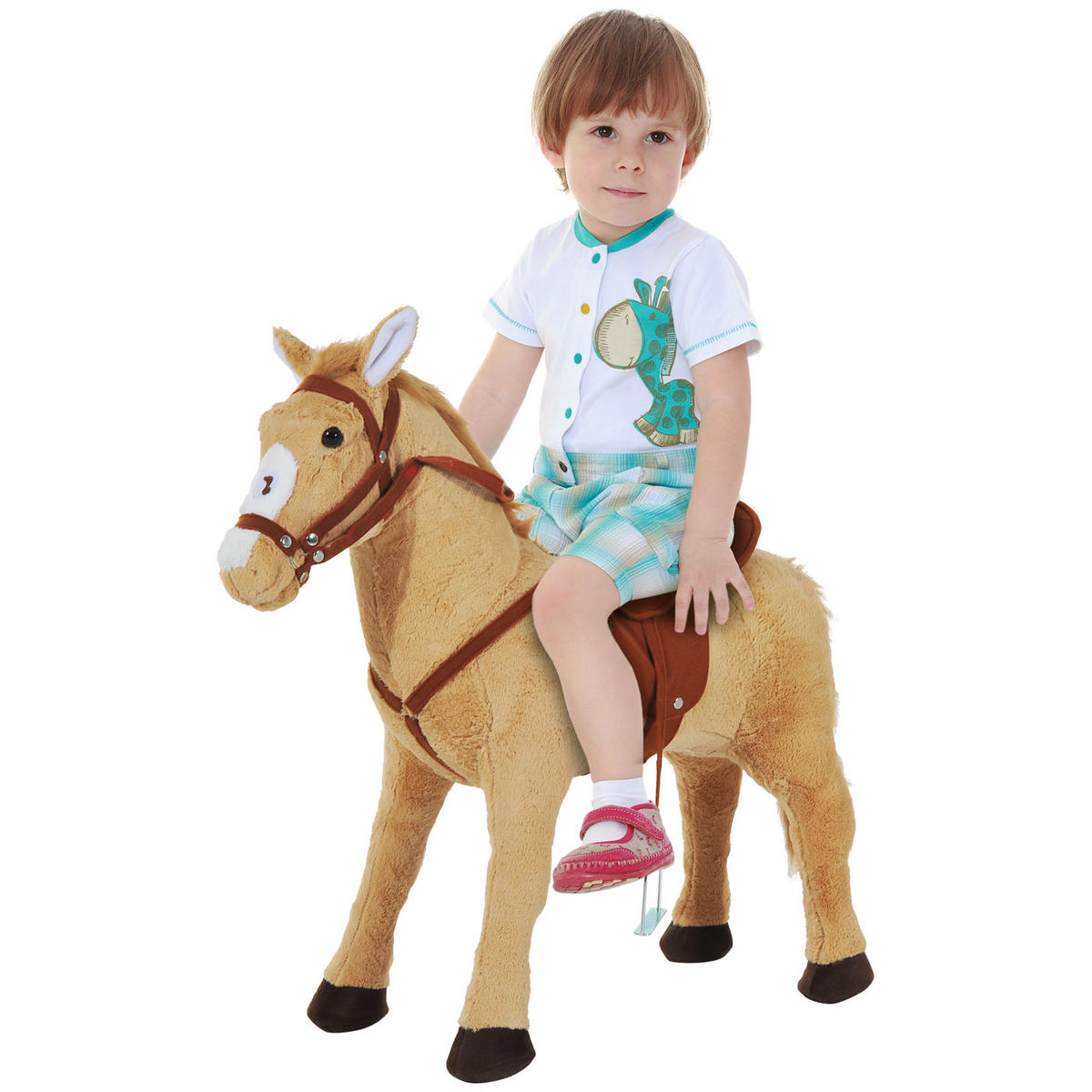 KINDER SCHAUKELTIER, Beige, Plüsch+ Eisen - Beige, Metall (28/60/85cm) - HOMCOM