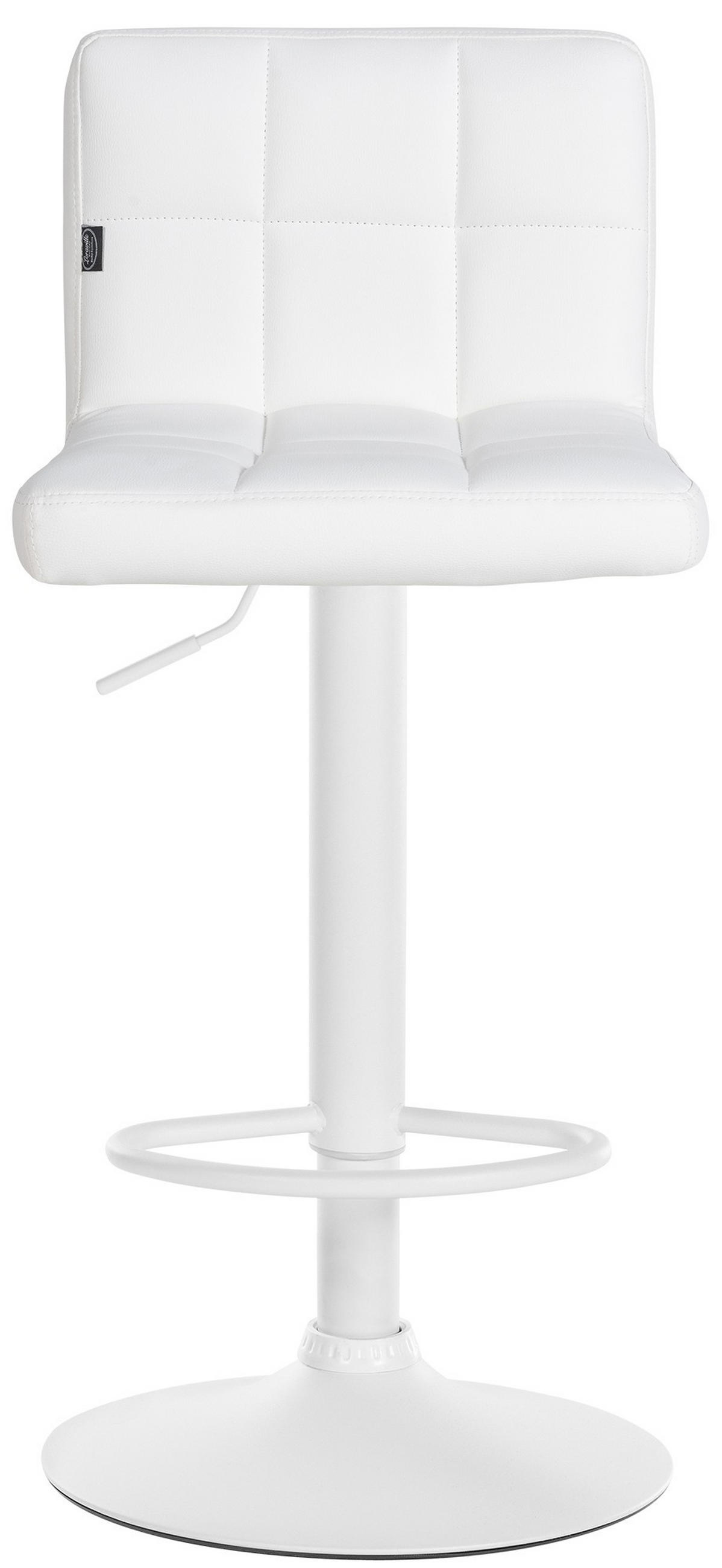 BARHOCKER Feni 40x40x85-106 cm weiß - Weiß, Leder (40/85/40cm) - furnicato