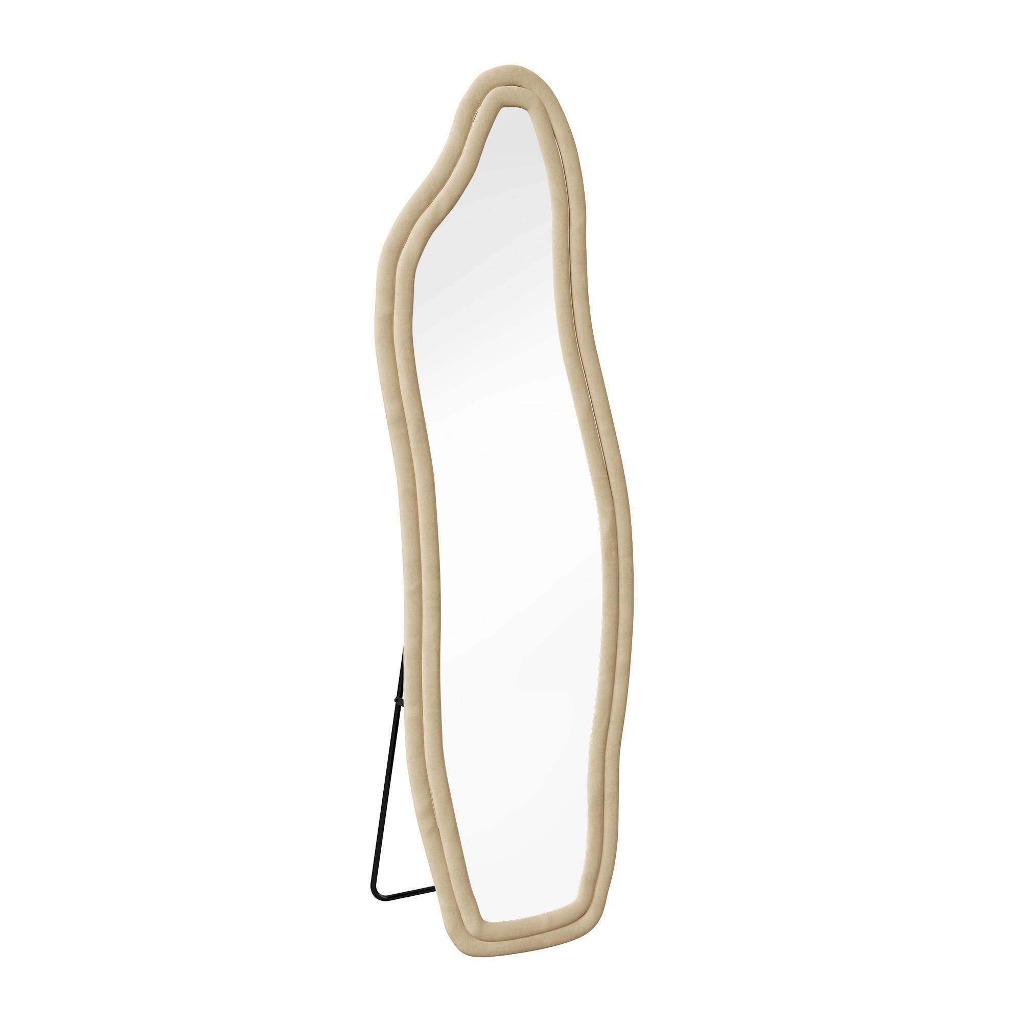 GANZKÖRPERSPIEGEL Wellen-Design mit U-Standfuß & Scharnier 140/45 cm Champagner-Gold - Goldfarben, Glas/Holzwerkstoff (45/140/3cm) - Creahappy
